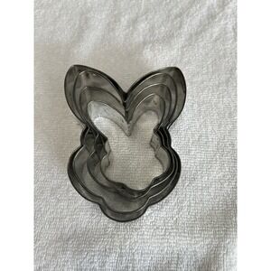Vintage Bunny Cookie Cutter Set 4 Nesting Sizes Metal Easter Rabbit Baking